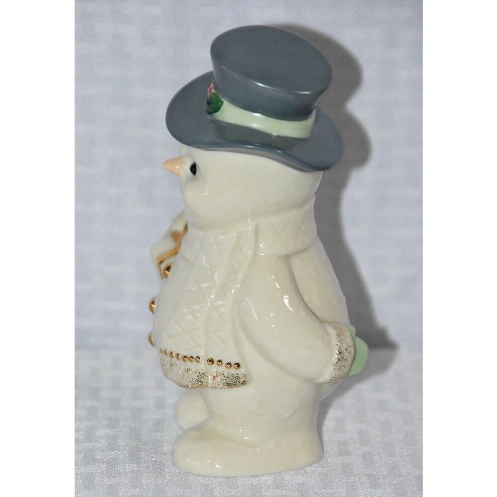 Lenox Christmas Frosty The Snowman Porcelain Figurine Blue Top Hat & Present 6" - Picture 5 of 9